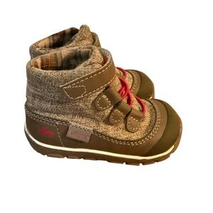 See Kai Run Sam Waterproof Toddler Hiking Boots with Red Accents-Size 6